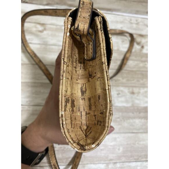 Anne Klein Purse Womens Tan Small Crossbody Cork Design Faux Leather - Picture 10 of 16
